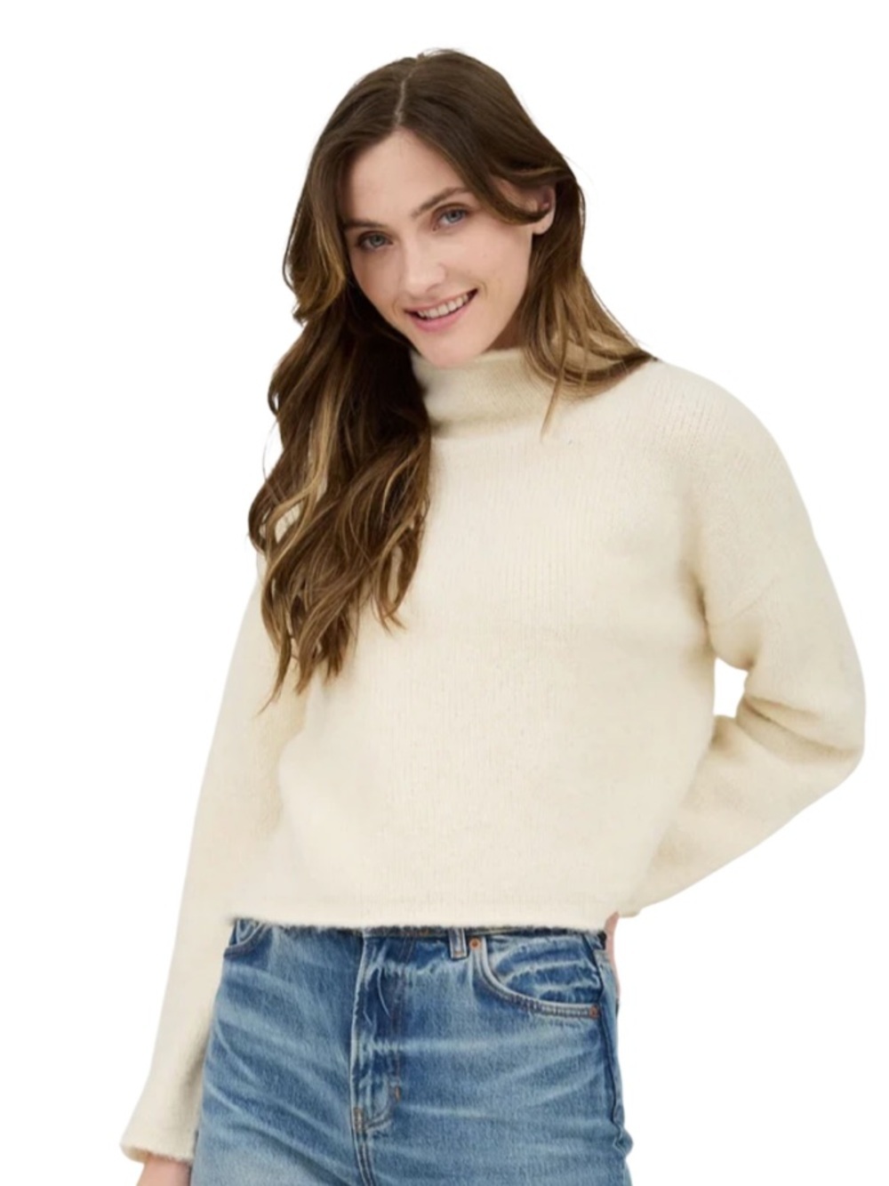 Cozy Cream Turtleneck Cropped Sweater by Blu Pepper-NWT Size S
